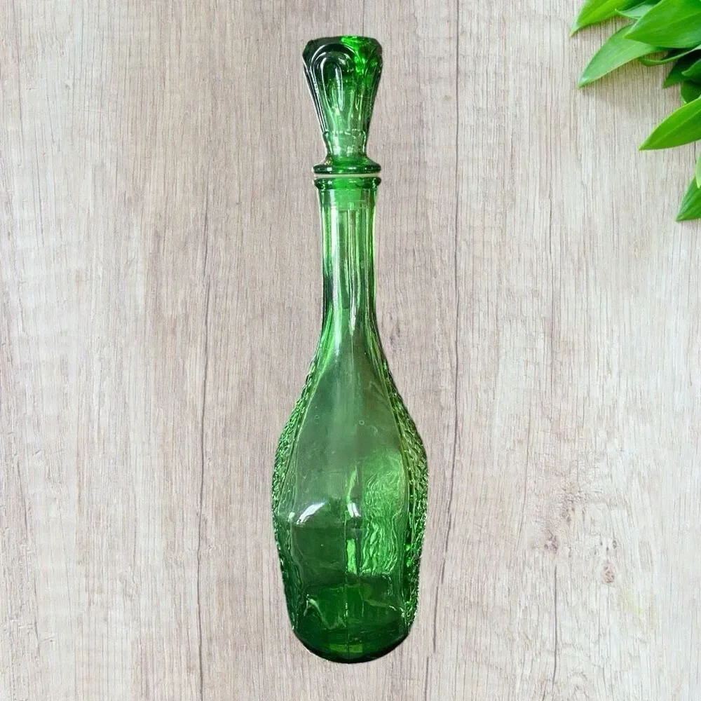 Empoli Emerald Green Diamond Cut Decanter Perfect - Picture 3 of 10